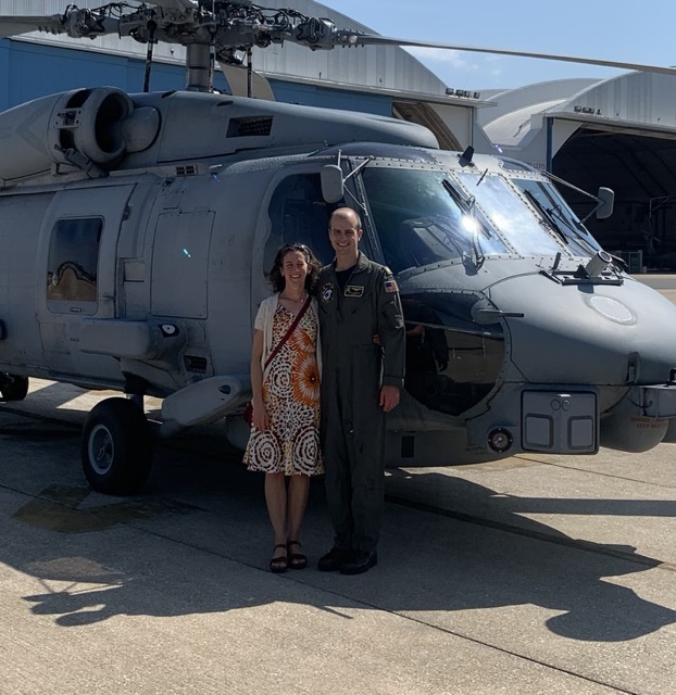 Jeff as a Naval Aviator with helicopter and crew